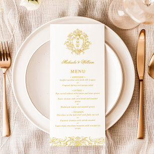 Menu Blason de monogramme élégant de mariage Régence vi