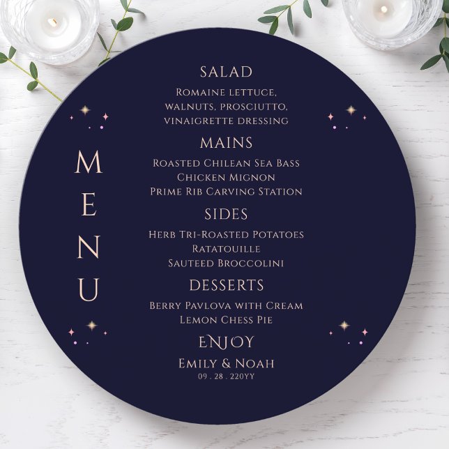 Menu Bleu arc-en-ciel mystique Sun Moon Stars Mariage s (Créateur téléchargé)