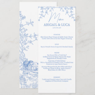 Menu Bleu Chinoiserie Toile de Jouy Mariage