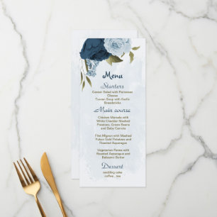 Menu bleu clair bleu marine bleu fleurs mariage botaniq