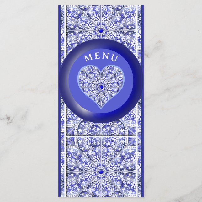 Menu Bleu de dentelle en céramique de Grèce (Dos)