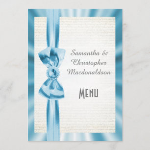 Menu bleu en pastel simple de mariage d'arc de