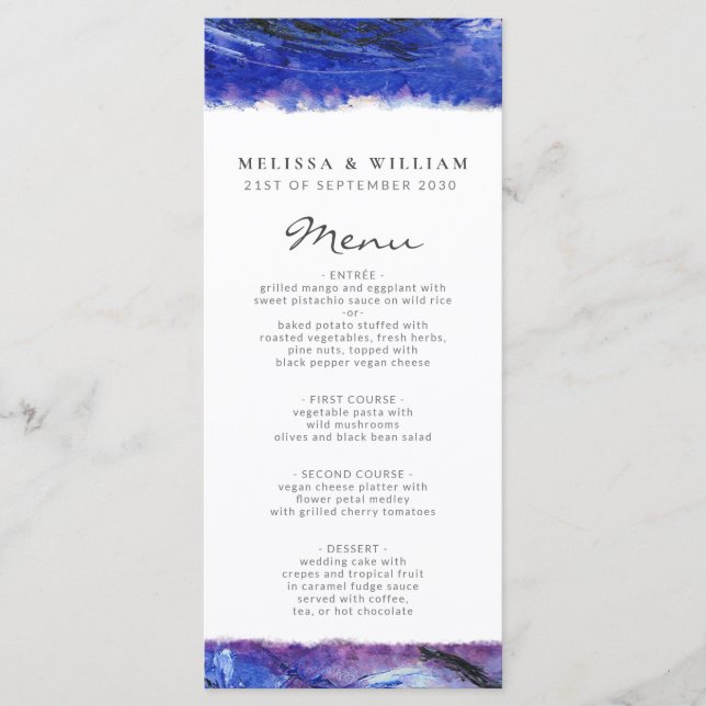Menu Bleu mariage (Devant)