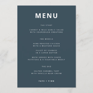 Menu Bleu   Mariage minimaliste scandinave