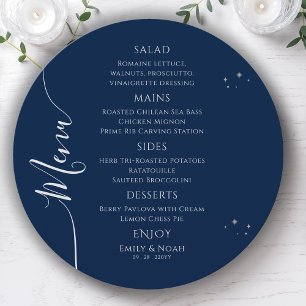 Menu Bleu mystique Argent Soleil Lune Étoiles Espace Ma