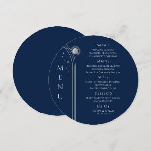 Menu Bleu mystique Argent Soleil Lune Étoiles Espace Ma