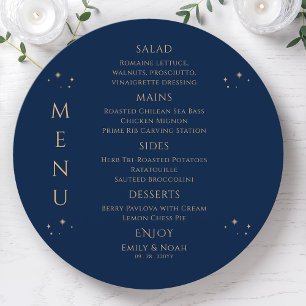 Menu Bleu mystique Soleil Lune Étoiles Mariage spatial