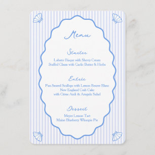 Menu Bleu Nautique Bleu rayé Côtier Chic Bleu Whimsical