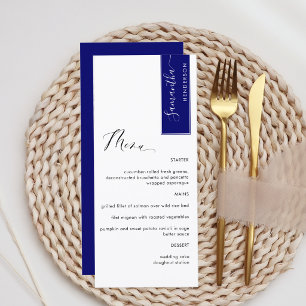 Menu Bleu Royal, Personnalisé avec le nom de l'invité É