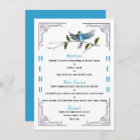 Menu Blue Bird of Happiness 4,5" x 6,25"
