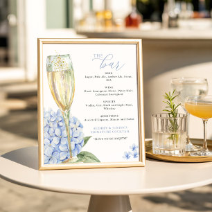 Menü "Blue Hydrangeas & Gold Glass Bar" Poster