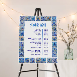 Menü "Blue Mediterranean Tiles Frame Services"