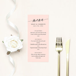 Menu Blush rose délicate calligraphie Mariage élégant