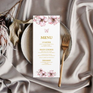 Menu Blush Rose Fleur Dorée Quinceañera 