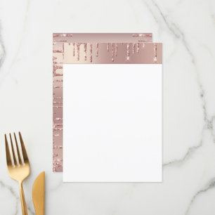 Menu Blush Rose Gold Paillettes Brillance Gouttes Chic
