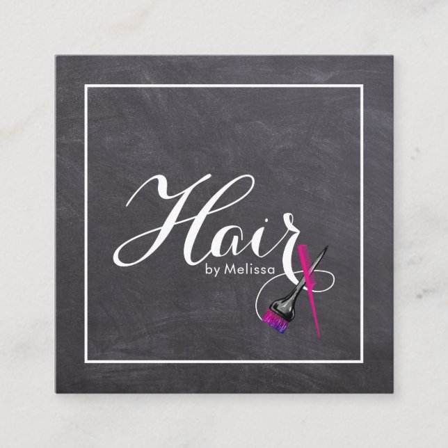 Menu-Board-Style-Hair nach Name QR-Code Quadratische Visitenkarte (Vorderseite)