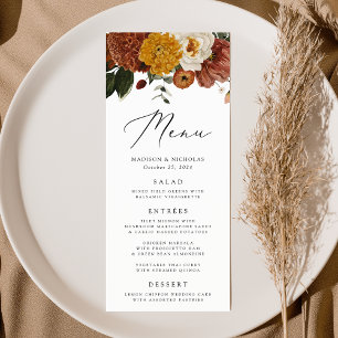 Menu Boho Automne Mariage Floral