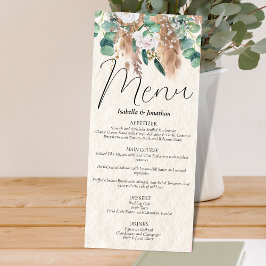 Menu Boho Beige Pampas Grass Eucalyptus Vert Floral