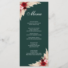 Menu Boho Burgundy Roses et Pampas Grass