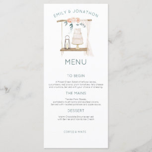 Menu Boho Cake Candle Florals Eucalyptus Mariage