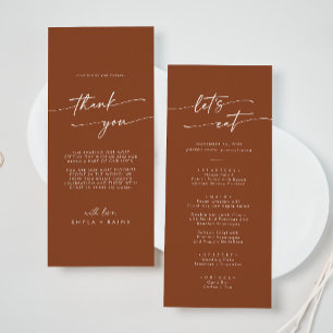 Menu Boho Chic Terracotta Merci et Mariage