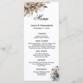 Menu Boho Herbe de la Pampa Fleurs Bleu Poussiéreux Mod
