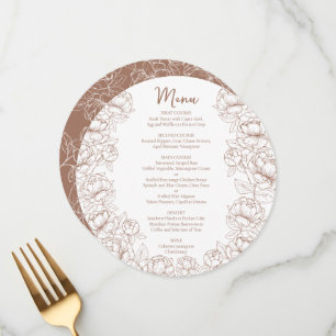 Menu Boho Mocha Mousse Floral moderne Mariage rond