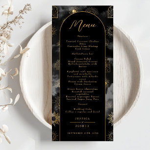 Menu Boho noir céleste Galaxie Soleil Croissant Lu