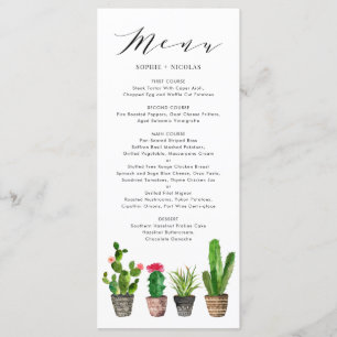 Menu Boho Pot Succulents et Cactus Mariage d'été