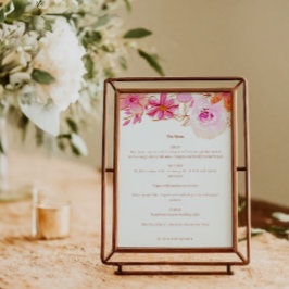 Menu Boho Rose Orange Floral Chic Mariage personnalisé