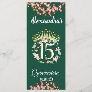 Menu Boho Sage Green et Rose Quinceañera