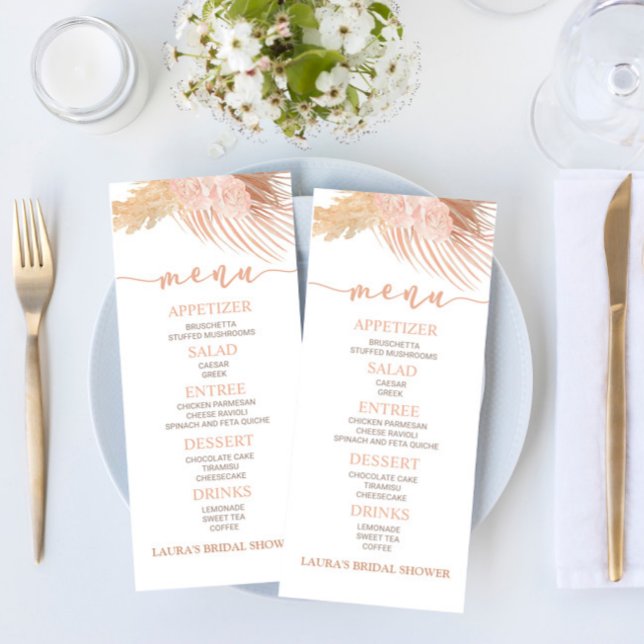 Menu Boho Soft Rose Floral Fêtes des mariées (Créateur téléchargé)