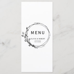 Menu Boho style rustique Mariage floral simple