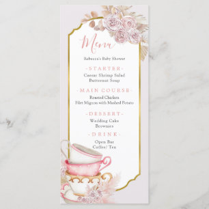 Menu Boho Tea Party Vintage