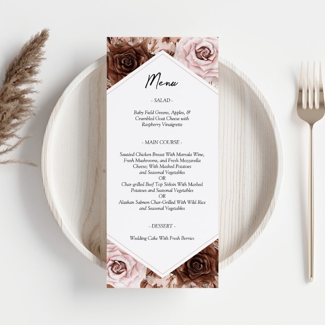 Menu Boho Terracotta Floral Mariage (Créateur téléchargé)