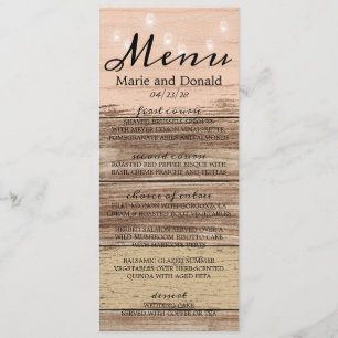 Menu Bois Rose Rustique et Lanternes