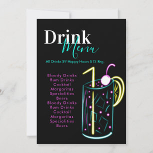 Menu Boisson Abstrait du Bar Club Neon Restaurant
