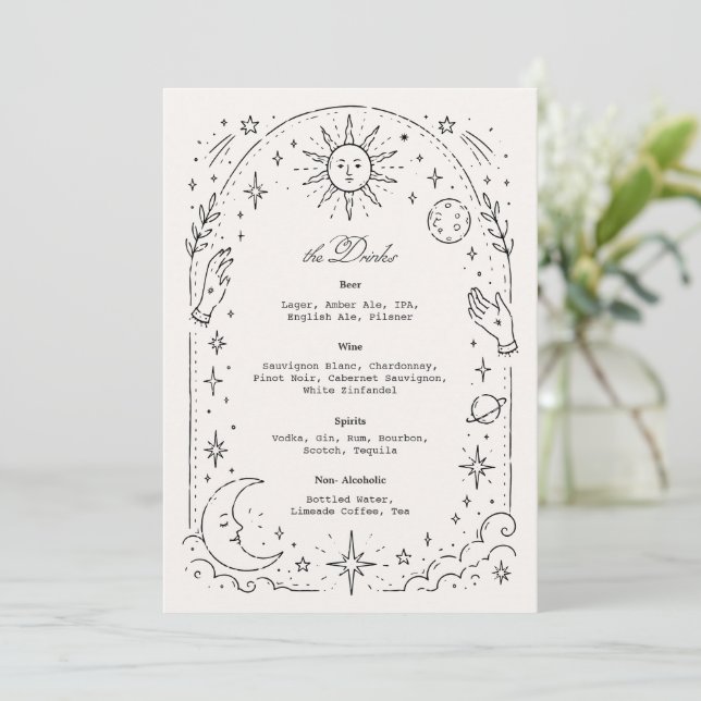 Menu Boisson de mariage céleste (Debout devant)