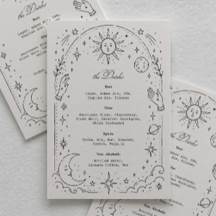 Menu Boisson de mariage céleste vintage