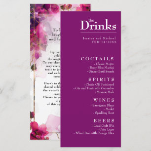 Menu boisson Fuchsia Enchantment : Aquarelle