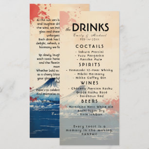 Menu Boissons + beau texte Harmonie japonaise avec Fuji