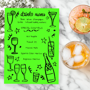 Menu Boissons de cocktail de fête de NOUVEL AN fantaisi