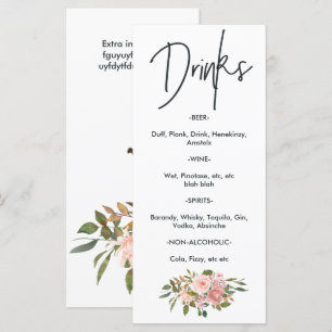 Menu Boissons de thé Floral Gold et Blush rose
