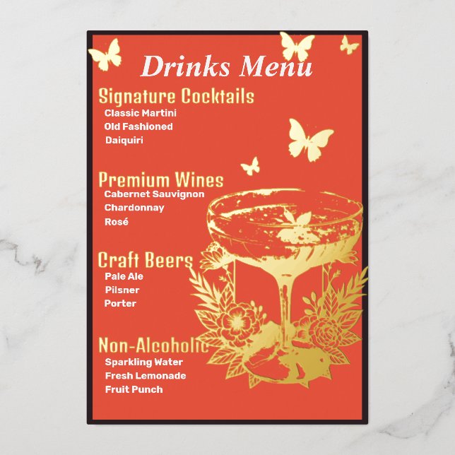 Menu Boissons Rose Or Orange (Recto)