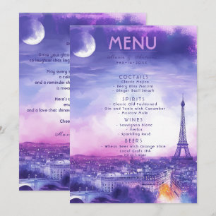 Menu BOISSONS + texte charmant Amour Éternel