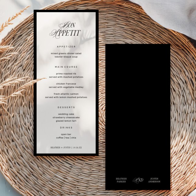 Menu Bon Appetit Classique Mariage élégant (Créateur téléchargé)