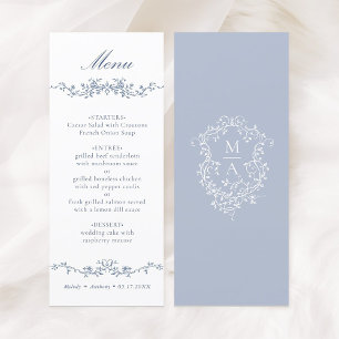 Menu Bordure florale bleu classique