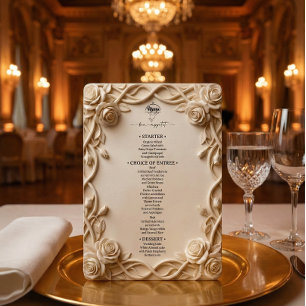 Menu Bordure florale en plâtre sculpté faux 3D
