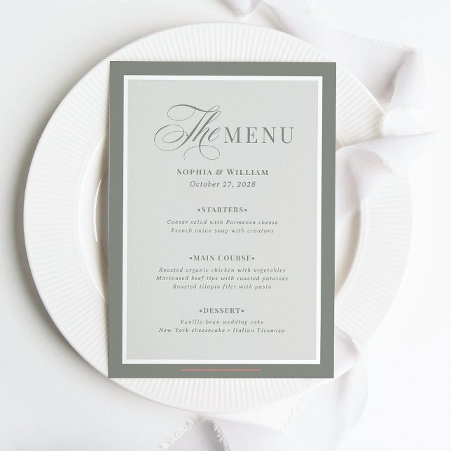 Menu Bordure verte élégante | Luxe classique (Créateur téléchargé)