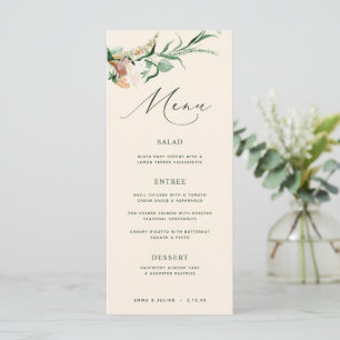 Menu Botanique Boho verdure Mariage de pêche neutre